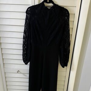 Elegant Black Lace Jumpsuit with open back